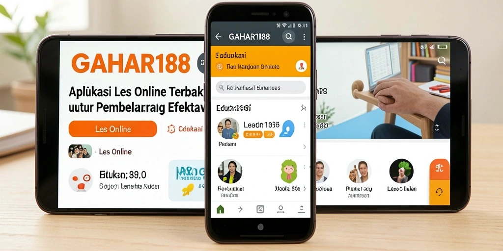Tampilan antarmuka aplikasi GAHAR188 dengan fitur Les Online yang interaktif.