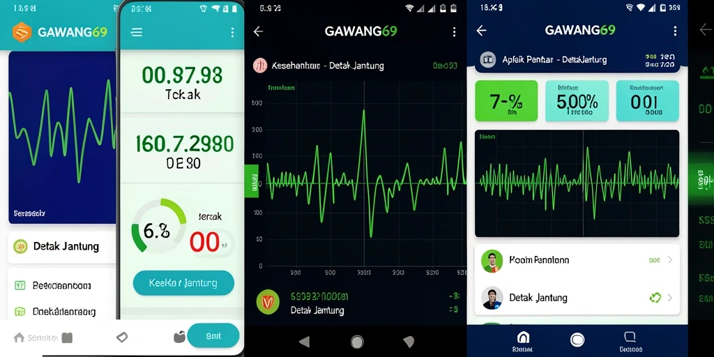 Tampilan antarmuka GAWANG69 yang simpel dan informatif untuk memantau detak jantung.