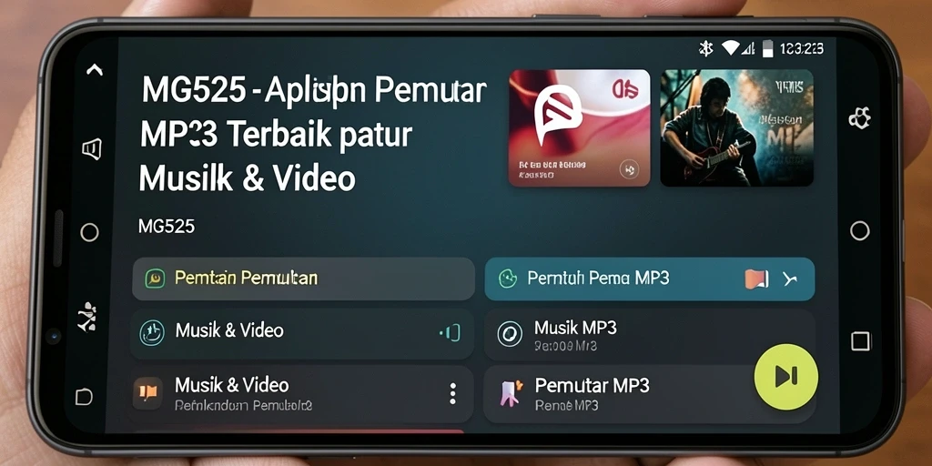 Tampilan antarmuka MG525 sebagai Pemutar MP3 yang user-friendly.