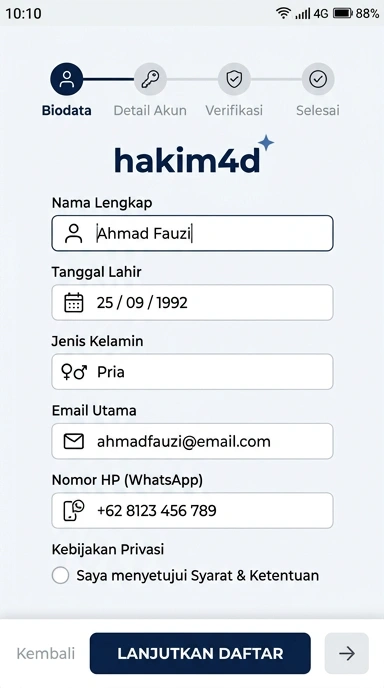 Tampilan halaman daftar hakim4d